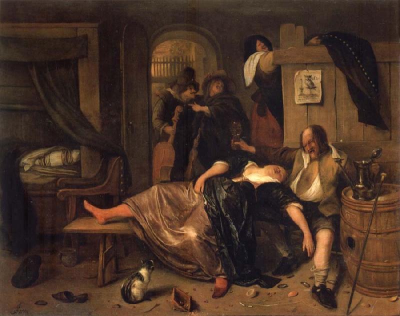 Jan Steen The Drunken couple. Sweden oil painting art